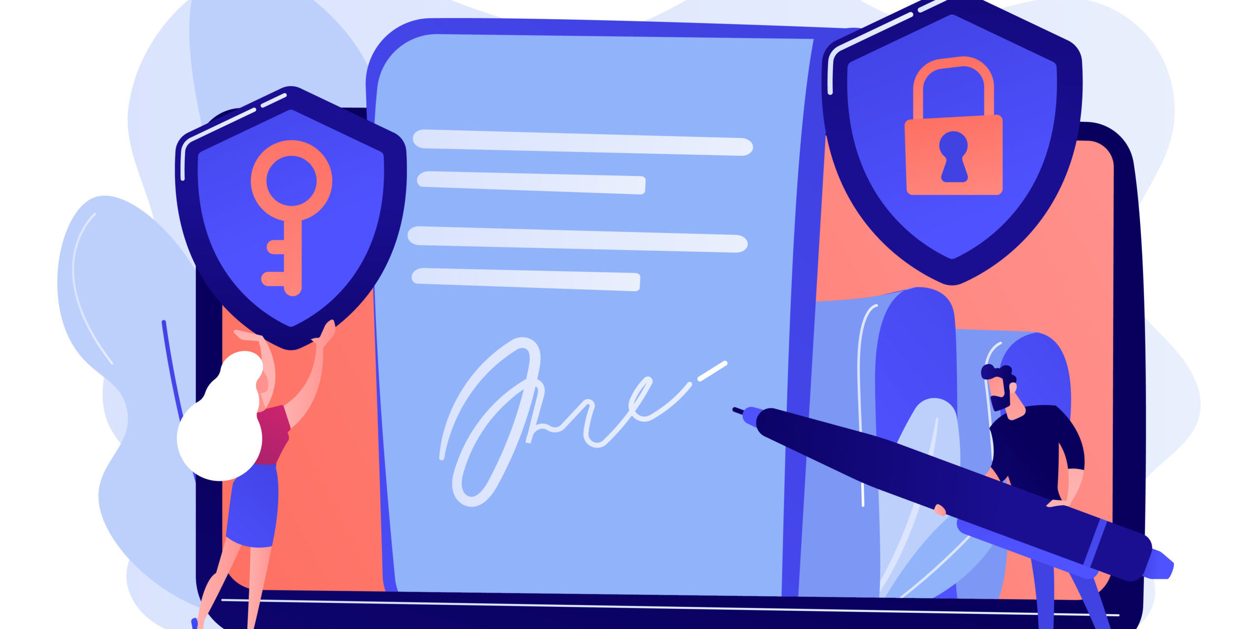 Electronic signature concept vector illustration. treball social certificat digital